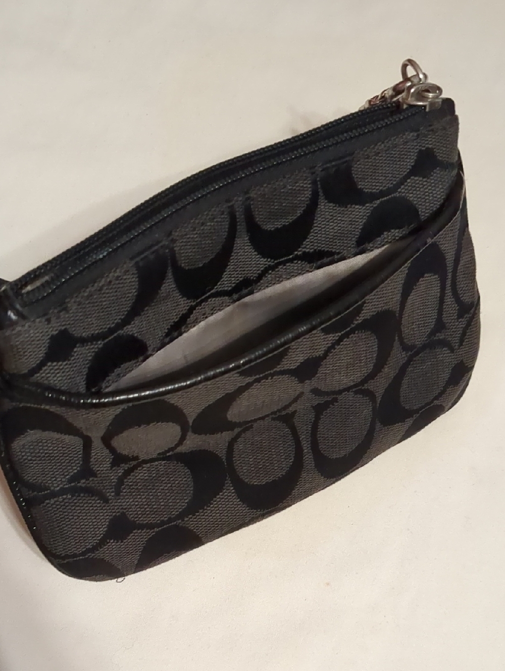 Coach Small Black Signature Canvas Wristlet - Picture 4 of 12
